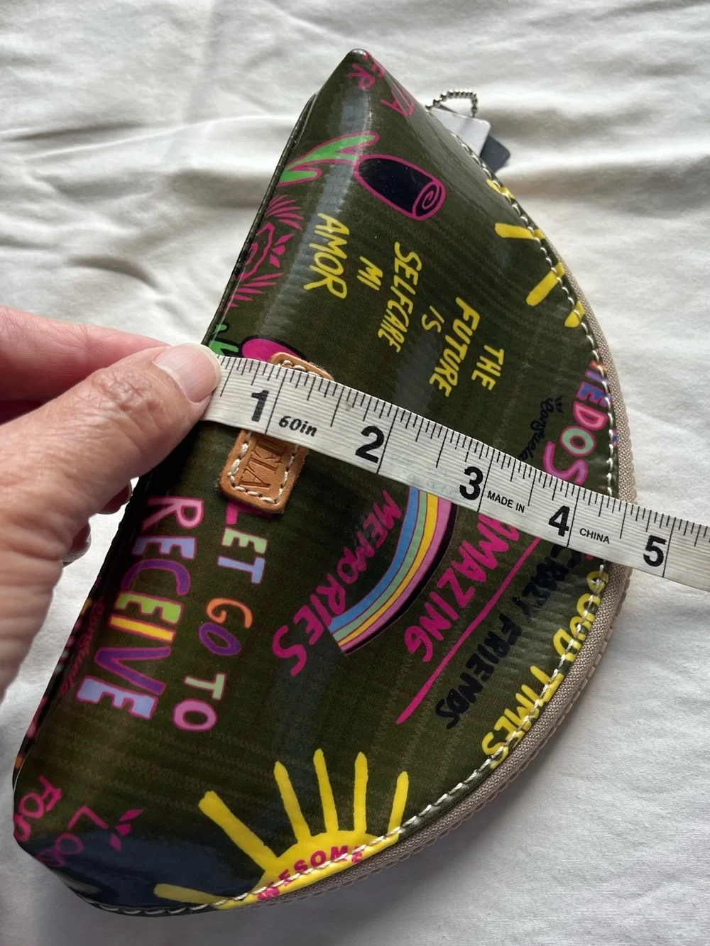 Consuela Medium Domed Olive Graffiti Make Up Bag